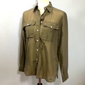 LAUREN Ralph Lauren Sheer Silk {army green} Blouse